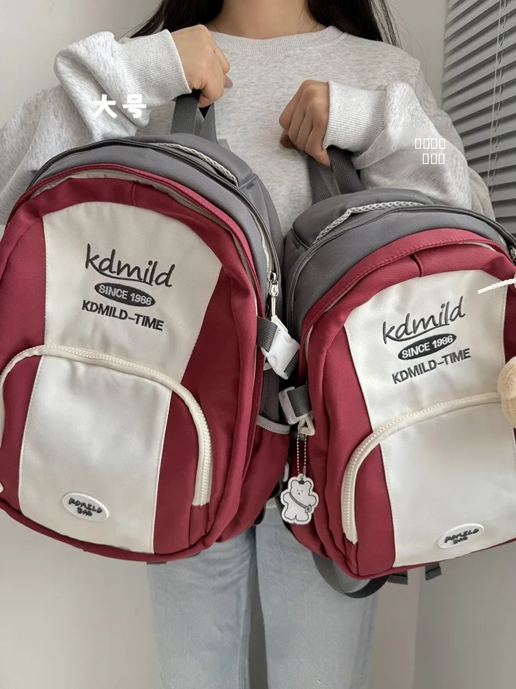 Large Capaci Bapa for Women College Students Japanese Sle Retro Color Blo Middle School Versatile Double oulder Bag