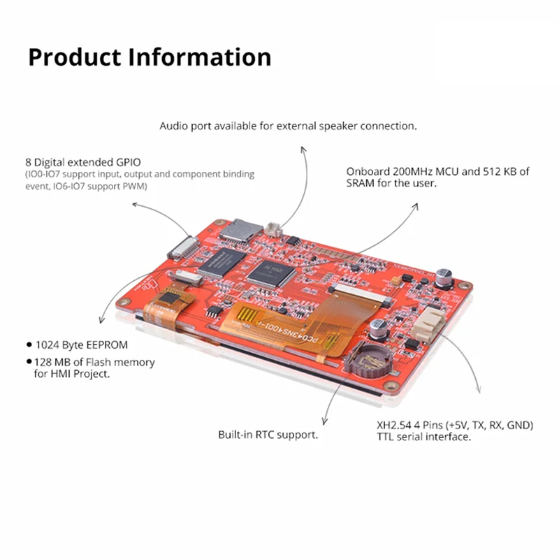 

CABE-2X NX4827P043-011R 4,3-дюймовый ЖК-TFT модуль дисплея HMI Интеллектуальная серия RGB 65K Цветная емкостная сенсорная панель