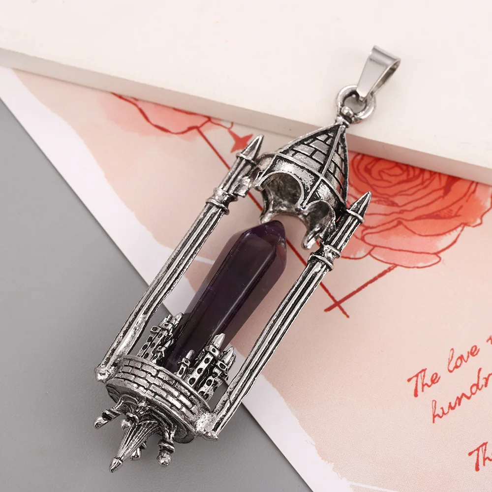 10pcs/lot Natural Healing Crystal Magic Lamp Stone Pendants DIY Amethyst Rose Quartz Lapis Lazuli Pendant Necklace Men Jewelry