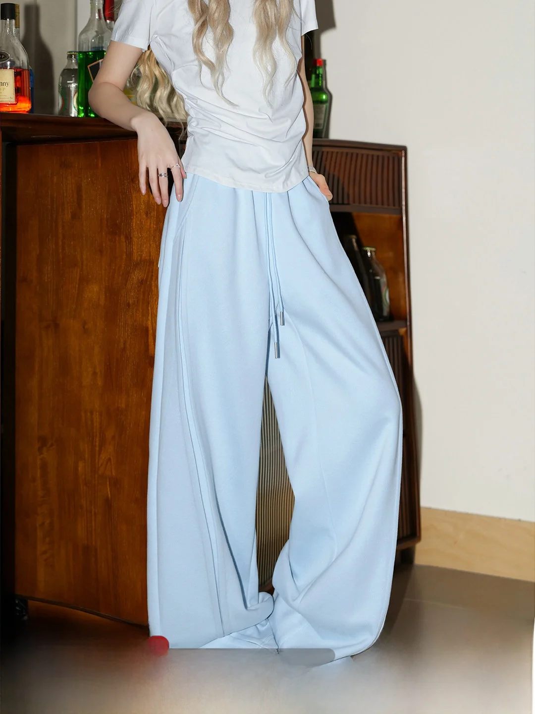 

American Sle Casual Straight Leg Pants Women Loose Fit Spring Season Small Size Drapey Sports Long Trousers