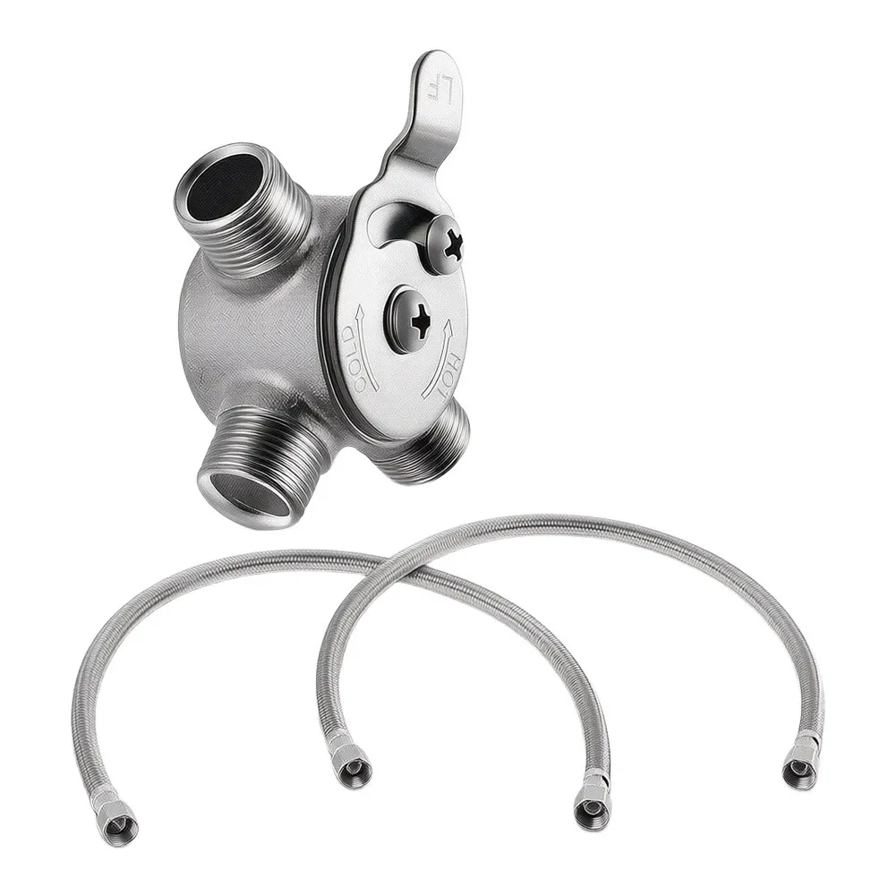 Brass Manual Thermostatic Mixing Valve with Adjustable Temperature and 2 For Braided Tube Connectors for Water Control Solutions