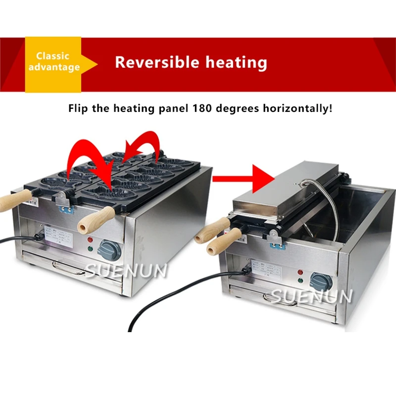 Taiyaki – machine électrique à 3 trous, 220V, 2kw, pour rôtir les petits gâteaux de poisson, snacks