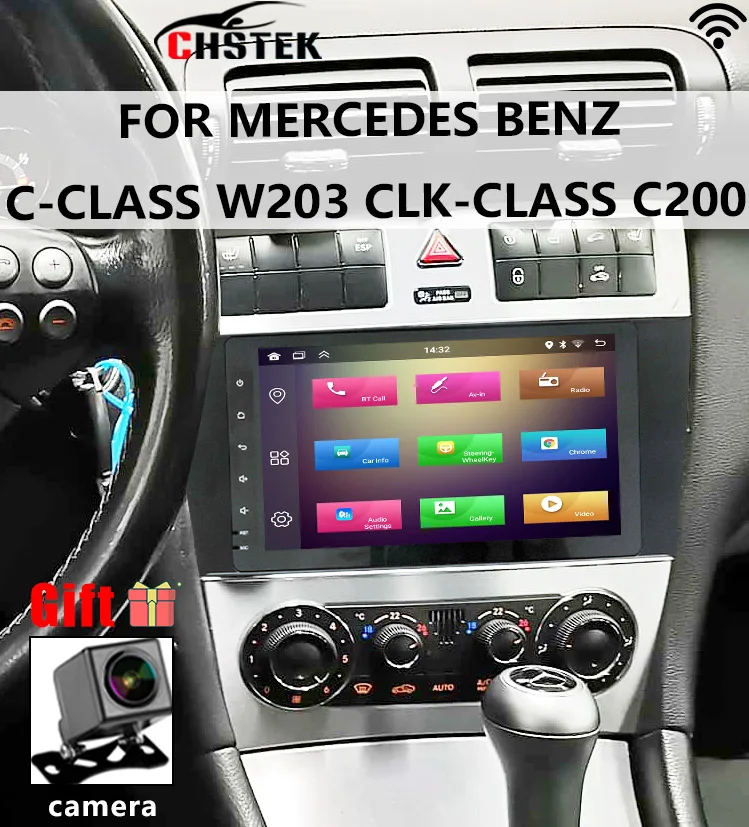 وحدة رأس السيارة 2Din لسيارة Mercedes Benz C-Class W203 W209 CLK C180 C209 الوسائط المتعددة تحديث التبادل التلقائي نظام ذكي #1