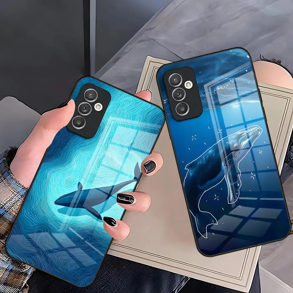 Creative Whale Phone Case For Samsung A27 A37 A33 5G A54 A36 A35 A56 A52 A17 Shockproof Glass Cover