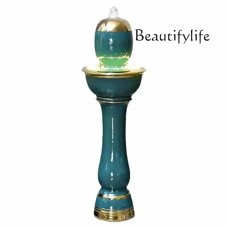 N45 Ceramic gourd lucky water ornament floor circulation water living room landscape fountain humidifier fish tank