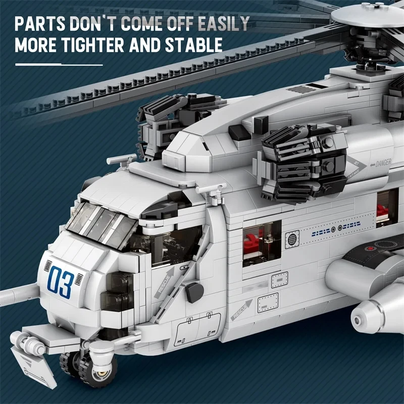 2192PCS CH-53E Transport Helicopter Building Blocks Army Plane Military Fighter Model Assembly Bricks Kids DIY Toys Holiday Gift