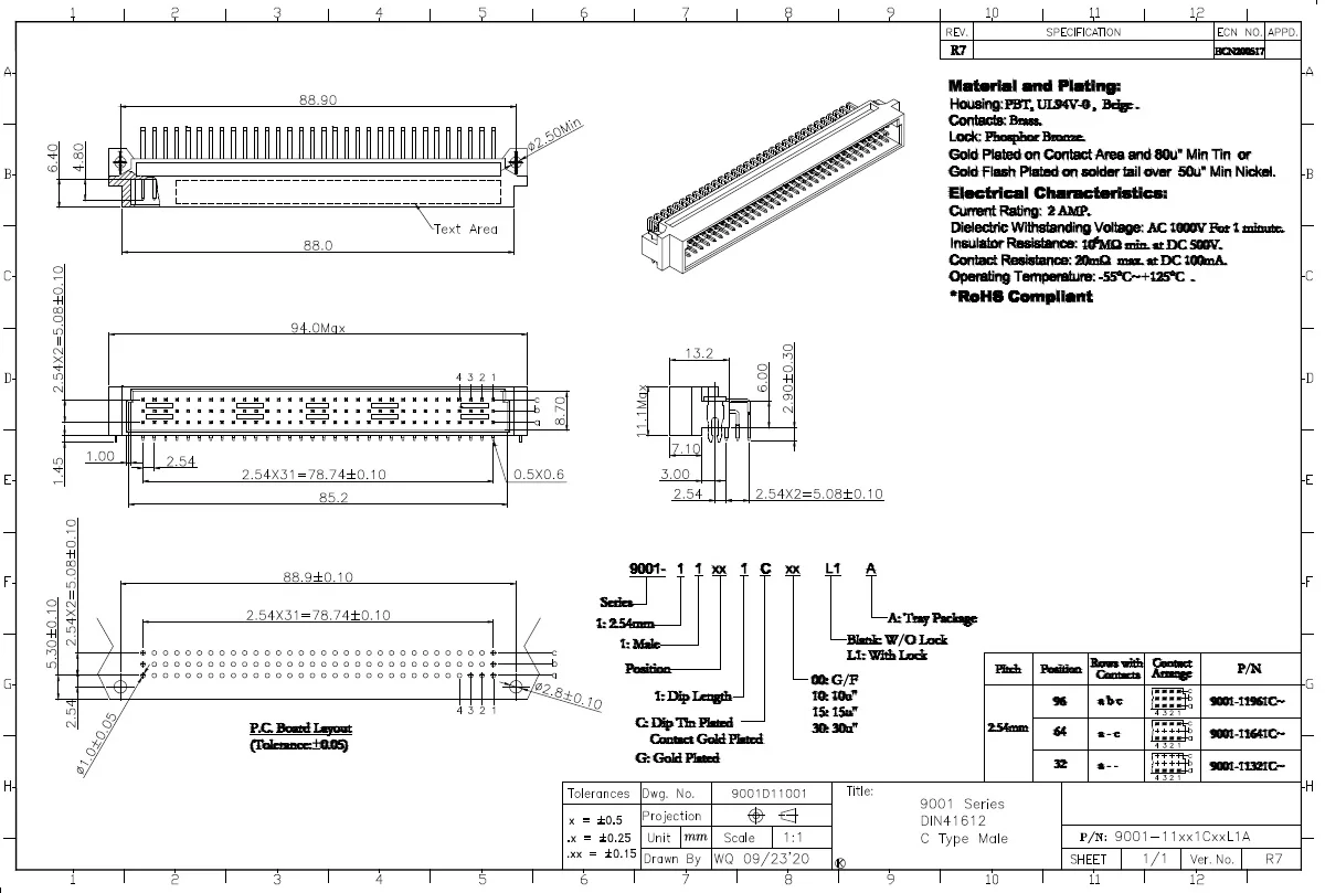 2 шт./9001-11641C00A 9001-11961C00A 9001-15301C00A 9001-15481C00A Разъем DIN41612