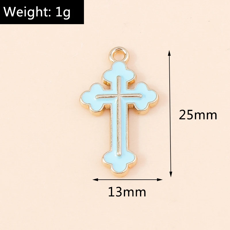 13*25mm 10pcs Enamel 5 Colors Gothic Cross Charms for DIY Earring Necklace Pendants Handmade Jewelry Making Accessories Craft