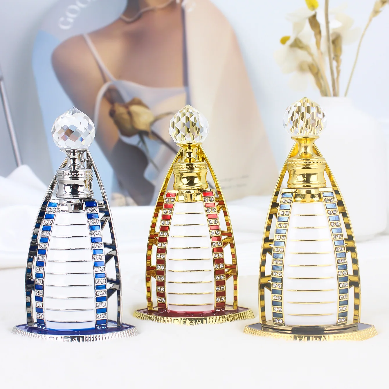 10ml Dubai Sailboat Fragrance Bottle Essential Oil Bottle Middle East Perfume Dispensing Empty Bottles Applicator Glass Stick