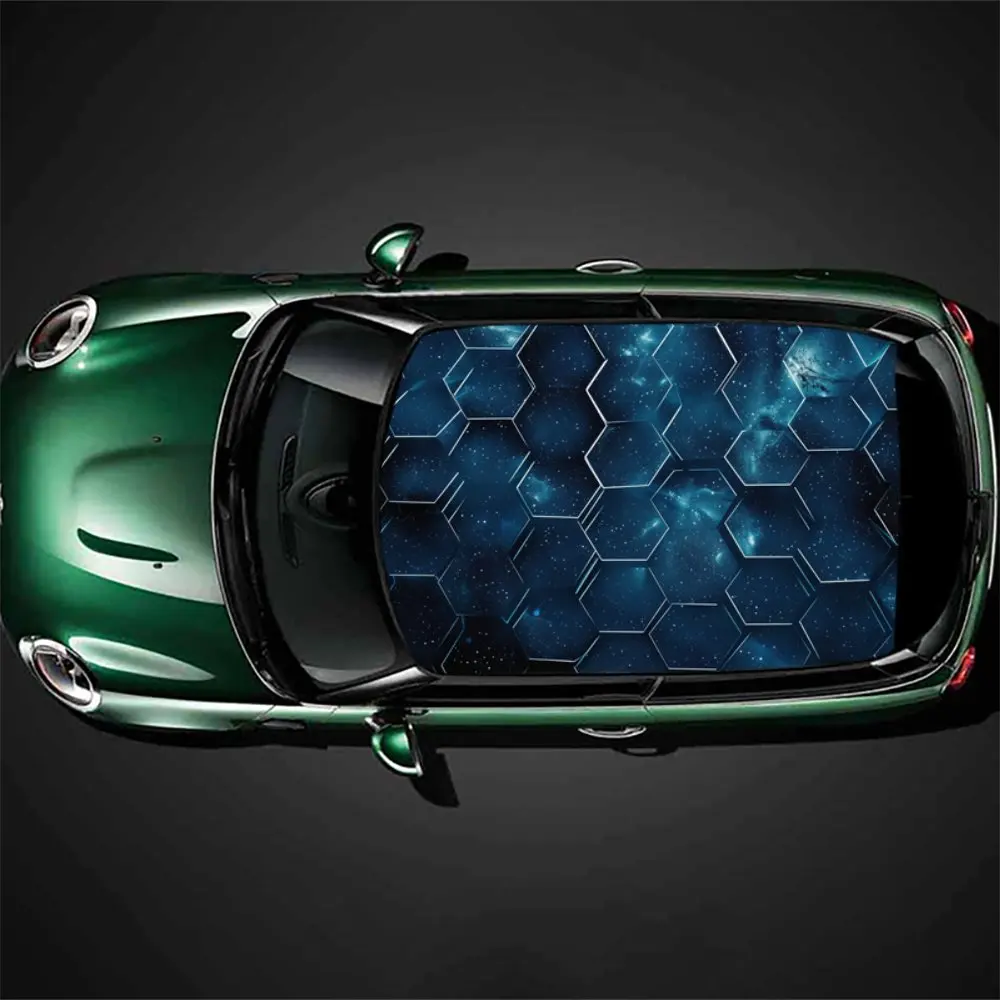 Hexagonal Honeycomb Starry Sky Car Roof Sticker Wrap Racing SUV Auto Accessories Packaging PVC Car Hood Graphic Decal Decoration