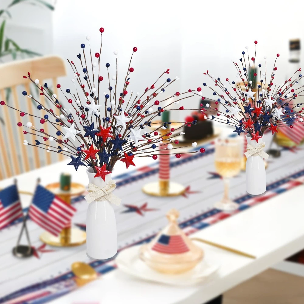 

American Independence Day decorations National Day party ornaments red, white and blue simulation cuttings five-star berries