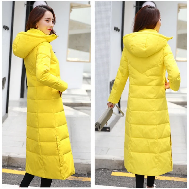 2022 New Lengthened Down Jacket Women's Over-the-knee Thickened Over-length Fashion Slim Winter Coat Tide