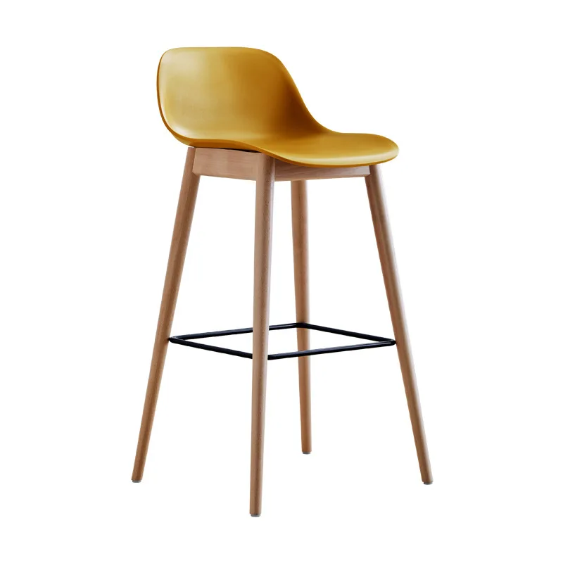 Solid wood bar chair with backrest Modern simple white high stool, Nordic home bar chair