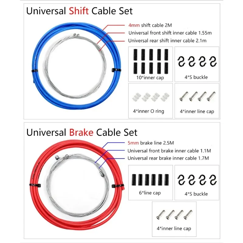 2m/2.5m Bicycle Brake /Shift Cable Tube Case Kits 4mm/5mm Mountain Road Bike Brake/Shift Derailleur Cable&Housing Group Sets