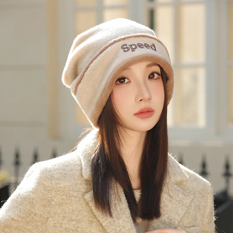 قبعة صغيرة مترهلة مبطنة بالصوف للنساء - قبعة شتوية دافئة للأذن في الهواء الطلق، قبعة تنحيف الوجه ومتعددة الاستخدامات للطقس البارد #4