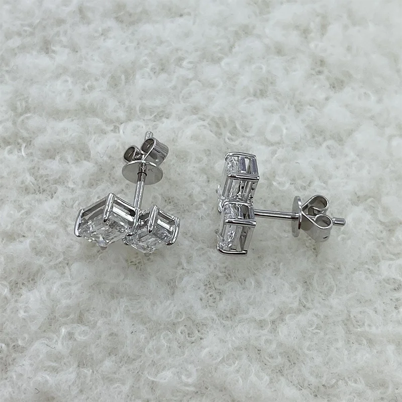 Platin 950 Smaragdschliff Diamant-Ohrringe 1,6Ctw Laborgezüchtete Diamanten DEF VS-VVS CVD HPHT Diamant-Ohrstecker Luxuriöser Feiner Schmuck – Detail 8