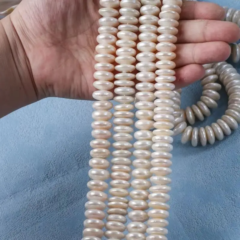 New 13-15mm White Button Bead String, Button Disc, Stacked Hole DIY Jewelry Necklace Unfinished