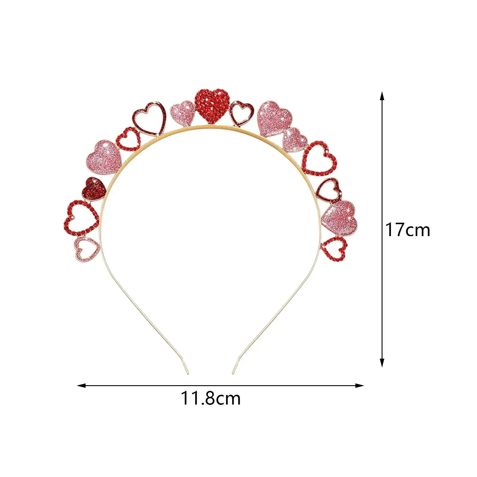 Повязка на голову в форме сердца на День святого Валентина для женщин, блестящее сердце, реквизит для фотосессии для взрослых и детей, повязка для волос из сплава, обруч для волос для маскарадной сестры
