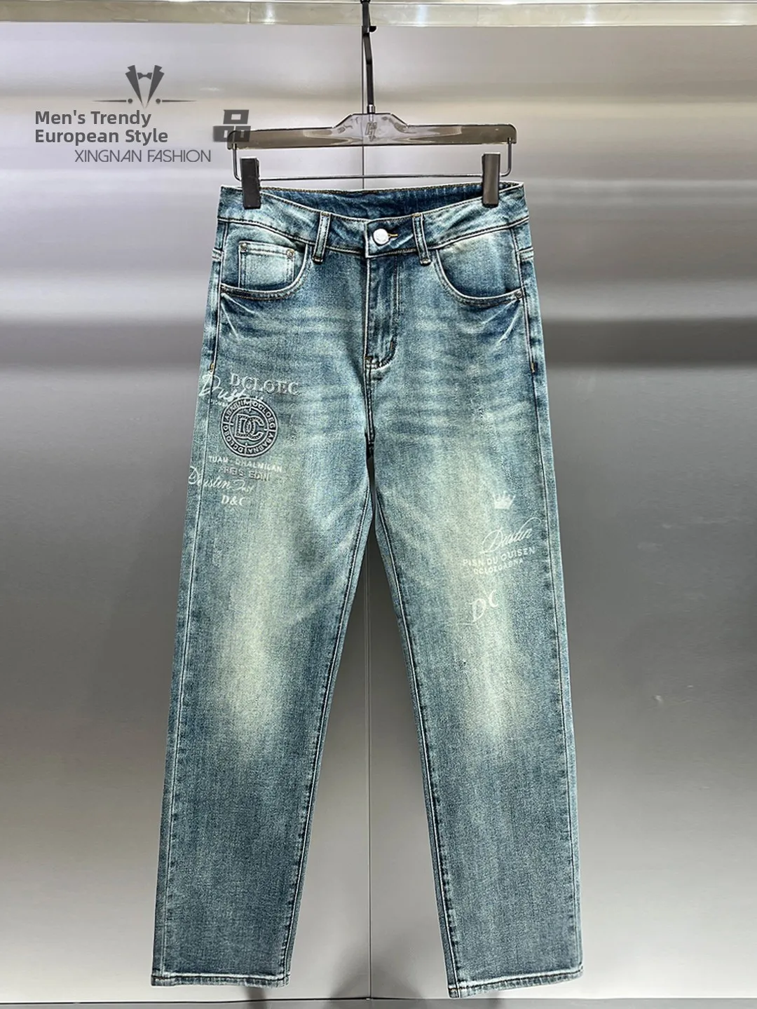 

Faionable Straight Leg Men's Jeans Spring Summer Waed Denim Casual Printed Loose Comfortable Breathable Spring Summer