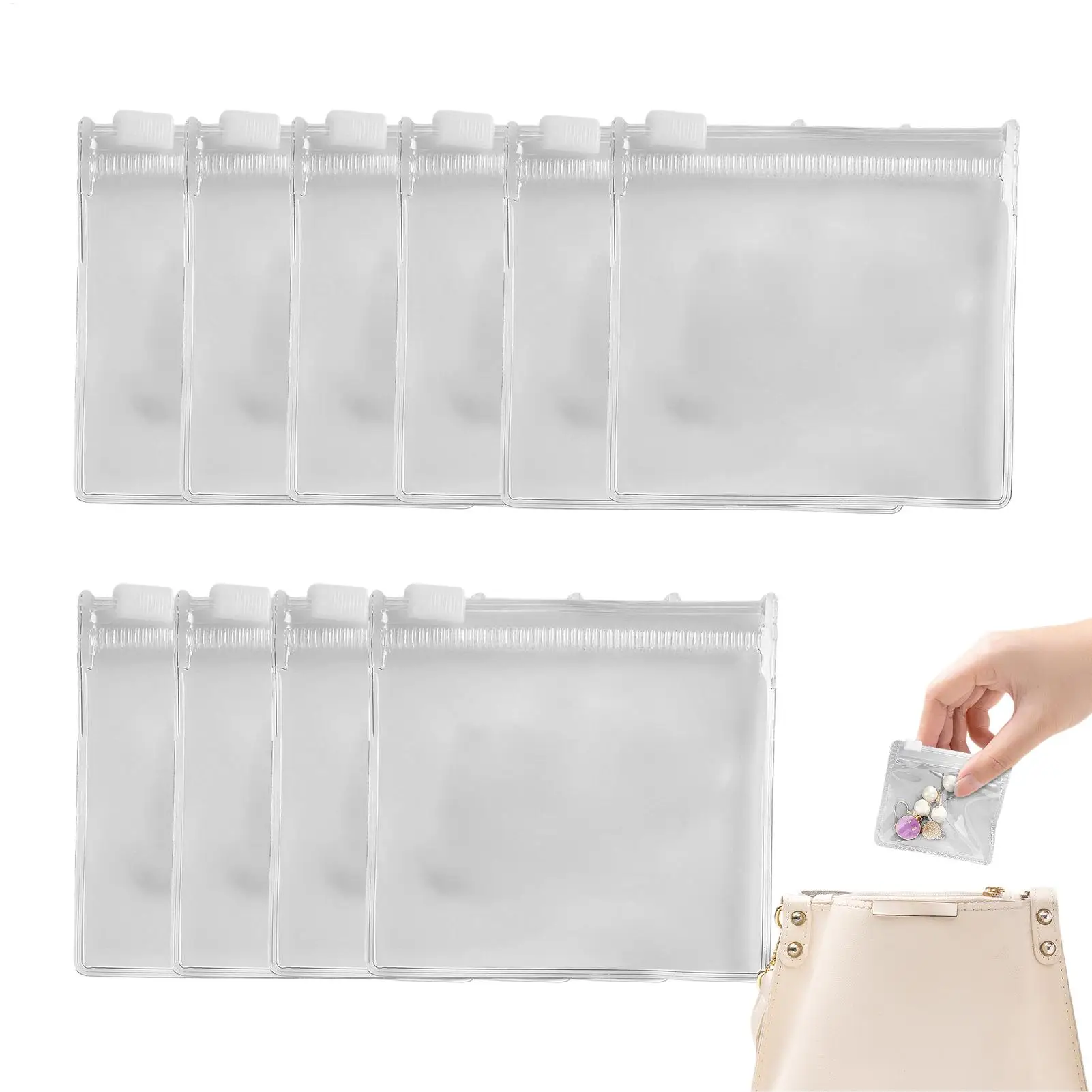 10Pcs Pill Pouches for Travel Leakproof Zipper Small Pill Pouch Storage Bags for Supplement Jewelry Hair Accessories 8x8cm