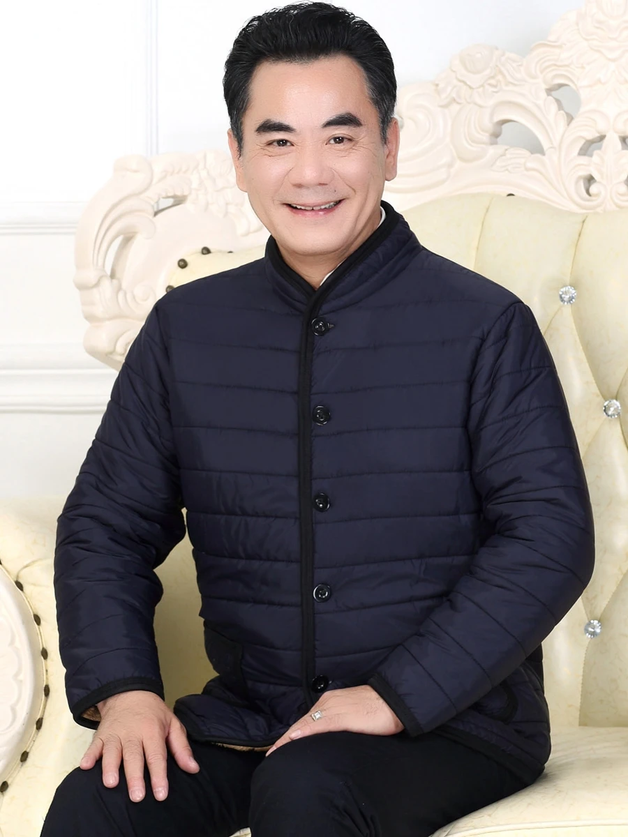 

Мужская зимняя утепленная куртка на флисовой подкладке из хлопка, большие размеры, повседневная модная теплая куртка для мужчин среднего и старшего возраста