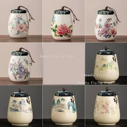 1pc Ceramic Tea Jar Household Green Tea Storage Jar Chinese Style Ceramic Facial Mask Powder Can Medicine Powder Jar Teaware
