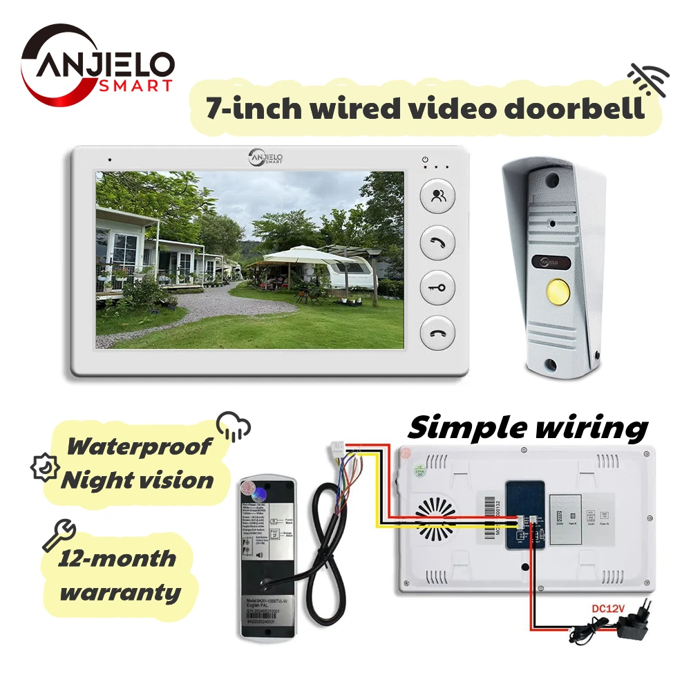

7 Inch Video Intercom System Outdoor Metal Doorbell Waterproof Cold Resistan Video Door Phone for Home Night Vision Lock Unlock