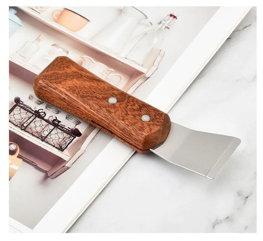 Stainless Steel Cleaning Blade, Wooden Handle  Bidirectional Wind Wheel Scraper Household Stove and Electrical Cleaning Tool - view 6