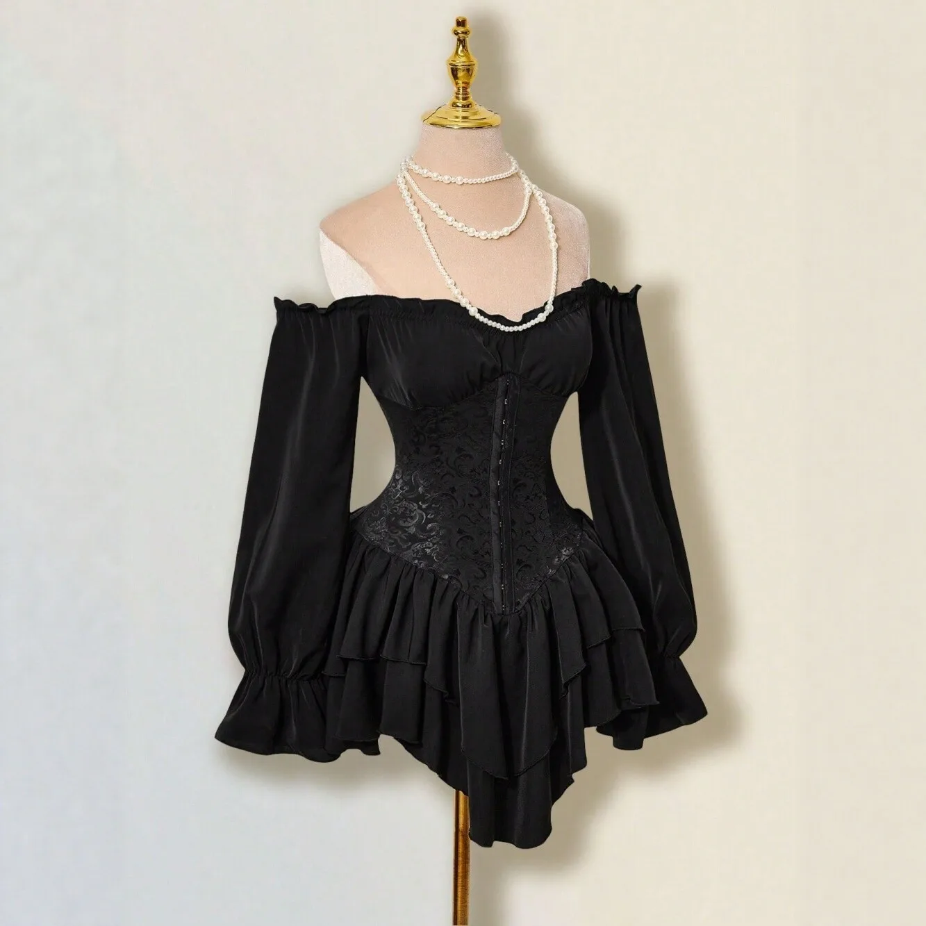 Ruffle Off Shoulder Dress Fitted Waist Court Style with Vintage Boho Travel Dance Pull on Slim Fit No Pattern Dresses for Women