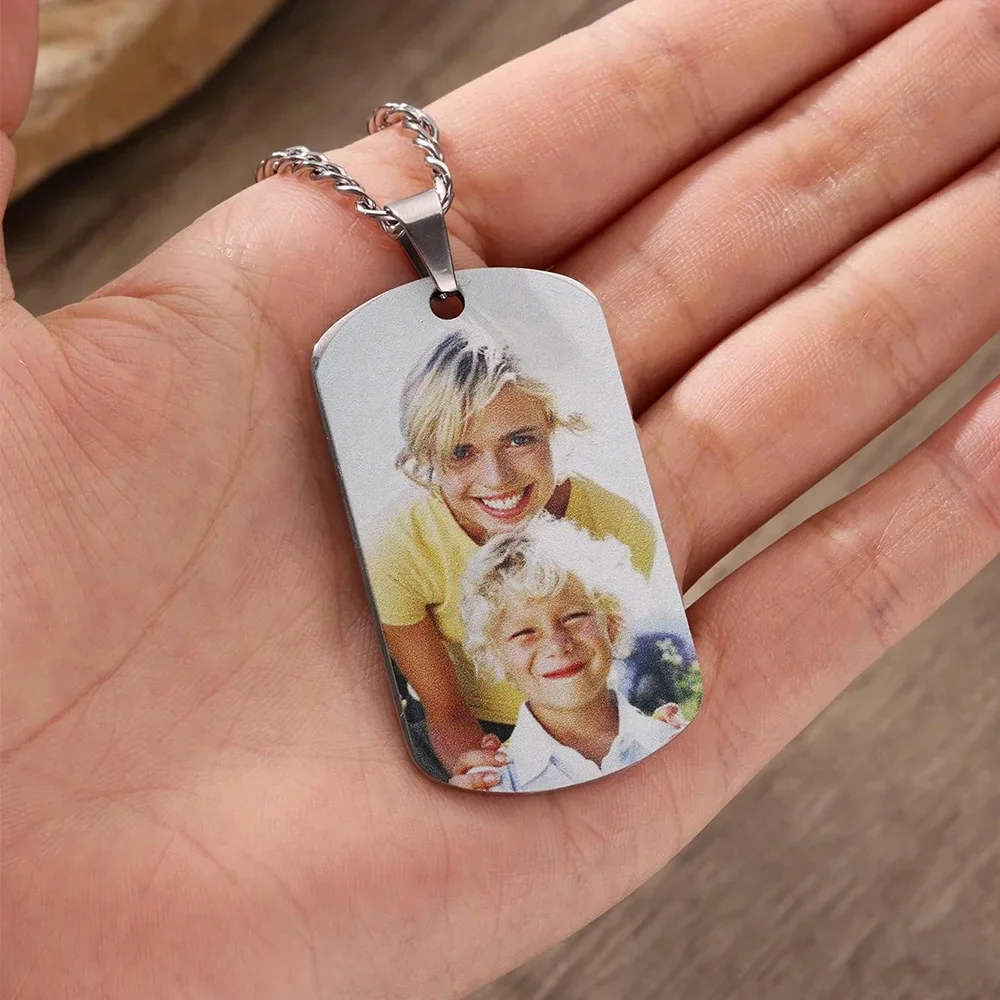 

Custom Photo Stainless Steel Necklace Picture Personalized Cuban Chain Heart Jewelry Gift Stylish Romantic Keepsake