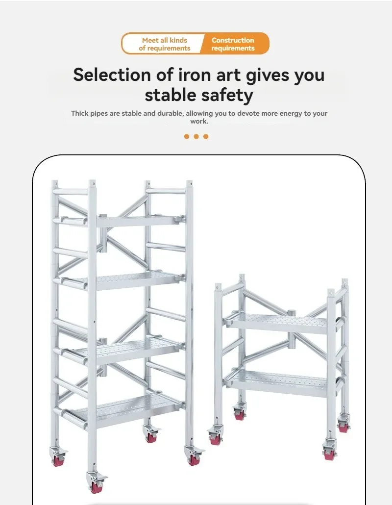 Scaffold Portable Wheel Decoration Horse Stool Thickening Engineering Steel Pipe Folding Lifting Mobile Platform