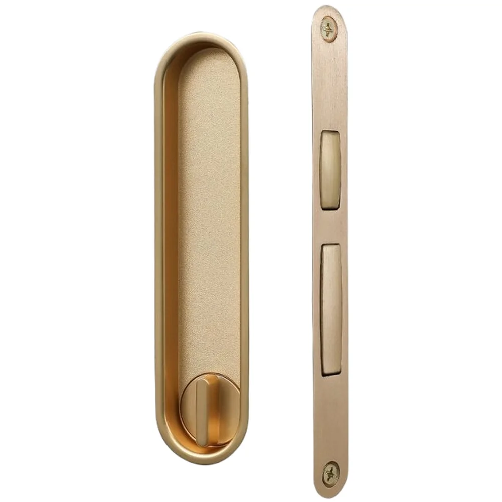 Flush Mount Sliding Door Lock Zinc Alloy with Handle for Modern Pocket Doors 15.8x7x5.2cm Matte Black Bright Silver