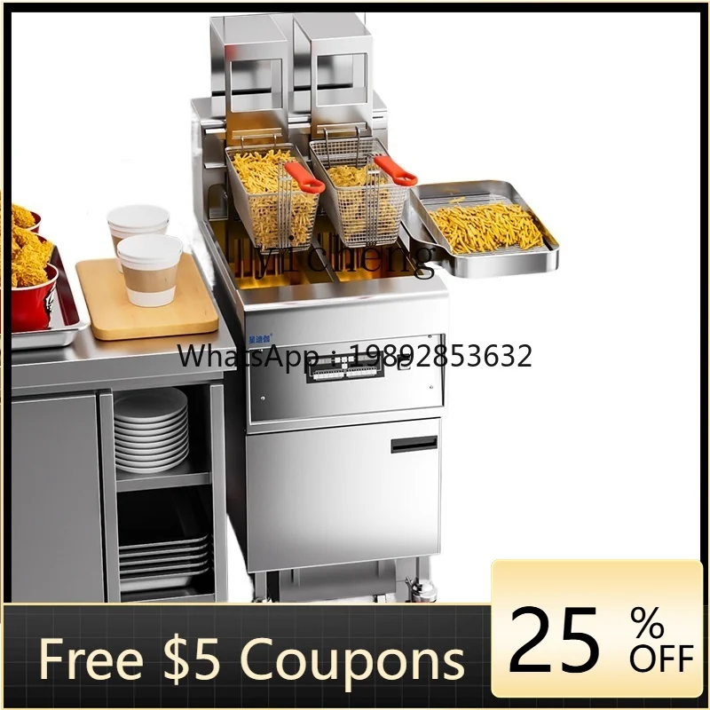 

Tqh Vertical Fryer Electric Heating Large Capacity Large Fried Machine with Oil Filter Automatic Lifting Deep Frying Pan