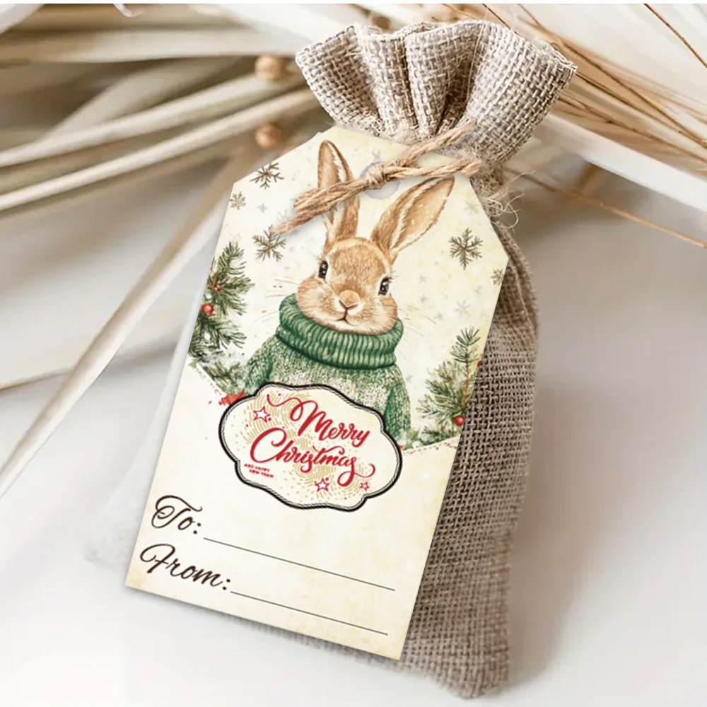 40개, 크리스마스 태그, 선물 라벨, 파티 장식, DIY, 포장 장식, 인사말 카드, 파티 카드, 황마 끈