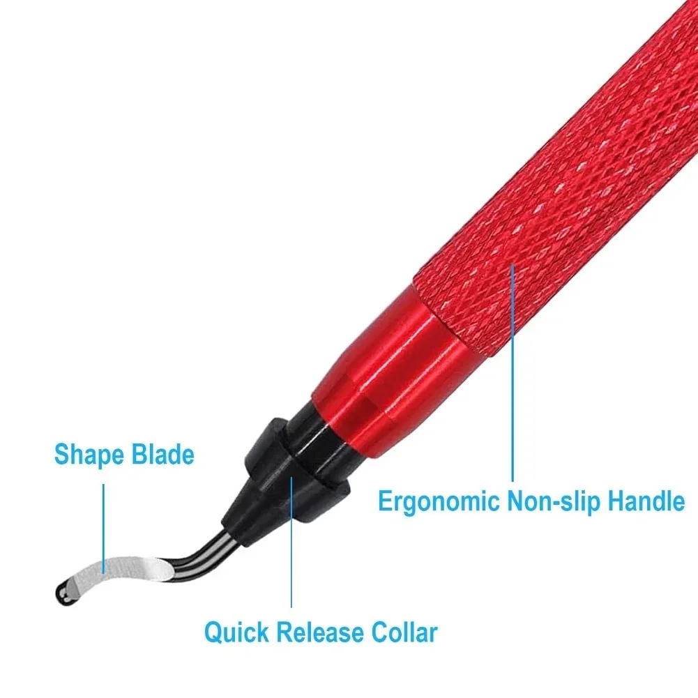 Hand Reamer Deburring Tool Set For Workshop Use 360 Rotating Tip 10 Replacement Cutters Curved And Straight Edge Use