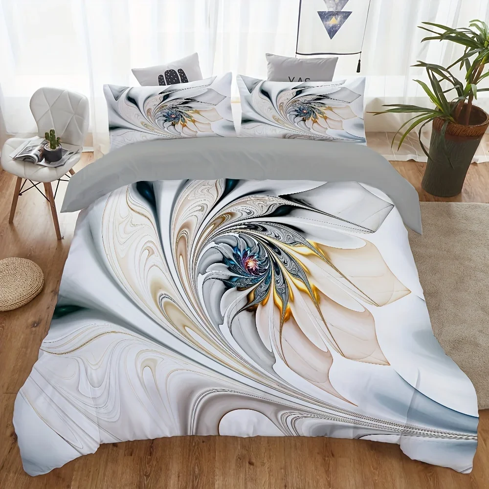 

(1 Duvet Cover+2 Pillowcase) Magic Curve Pattern Colored Divine Soft And Comfortable Bedding Set For Bedrooms And Dormitory