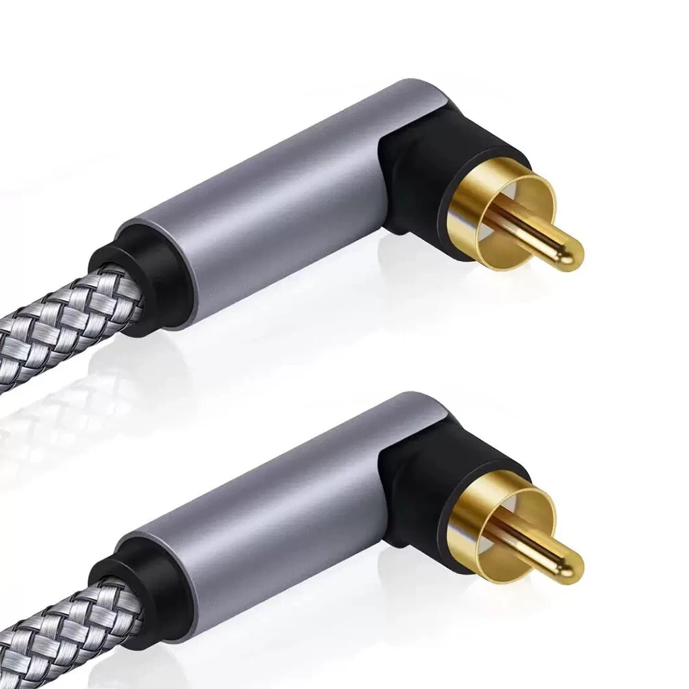 

90 Degree Right Angle RCA Coaxial Cable Gold Plated SPDIF Digital Audio Cord HiFi Stereo Male to Male Wire for HDTV Amplifier