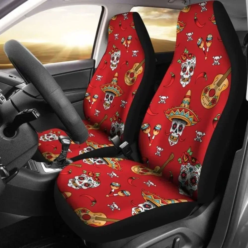 

Fundas asiento coche con calavera azúcar para guitarra, paquete 2 Fundas protectoras universales para asiento lantero