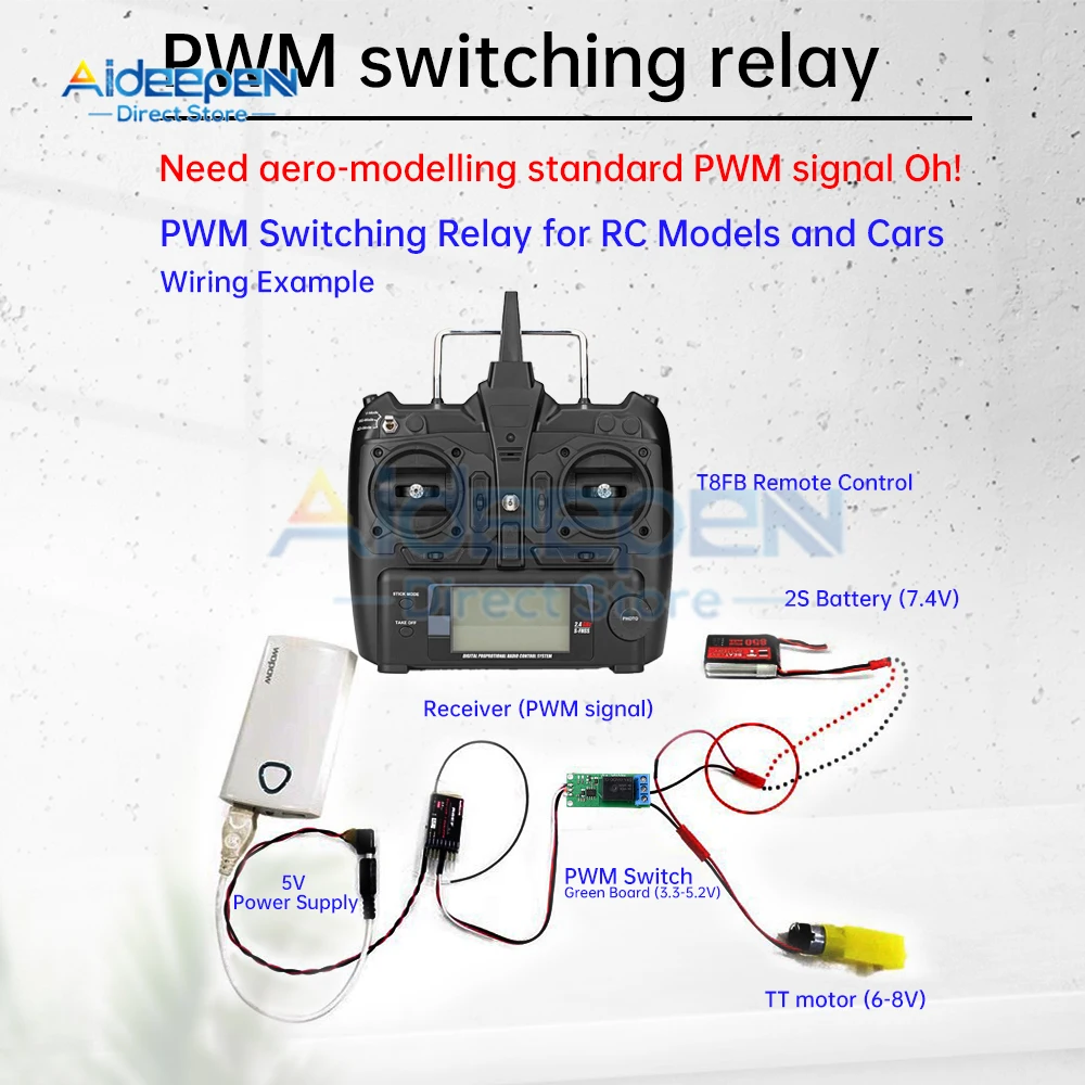 1CH High Current Remote Control Electronic Switch 5V/12V Aerial Model Plant Protection RC Drone Water Pump PWM Signal Control