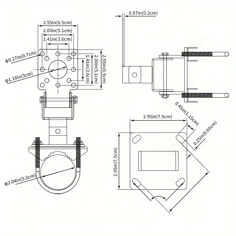 AP Bridge Antenna Morsetto Clip Cerchio Staffa di montaggio fissa Apparecchio multifunzione Supporto per palo Angolo regolabile Placcato in ferro Dacromet