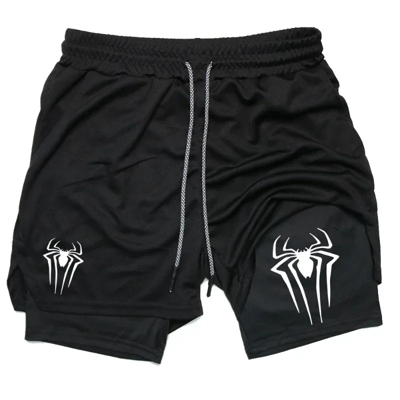 Men\'s spider print gym casual sports compression shorts run mesh 2-in-1 sports shorts shorts for men  basketball shorts