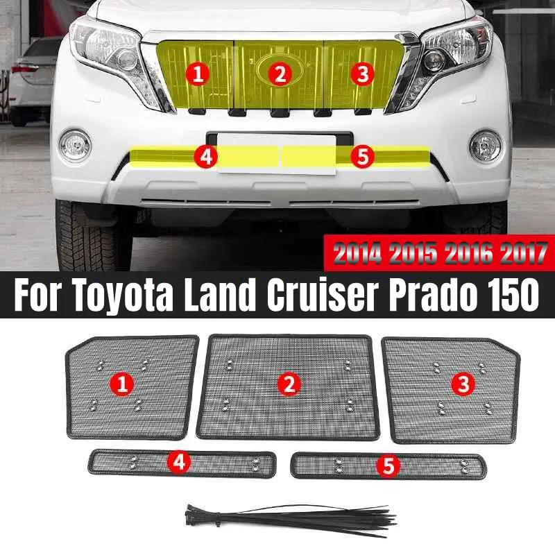 

Stainless Steel Grille Insect Screening Mesh For Toyota Land Cruiser Prado 150 2014 2015-2017 Front Grille Net Cover Accessories