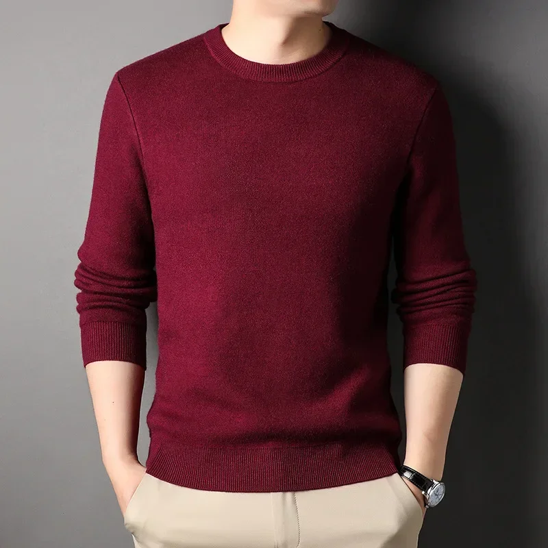 MRMT 2026 Brand Men\'s Sweaters Pure Color Slim Young Men Sweater Round Collar Big Size Pullover for Man Tops Thin Sweater