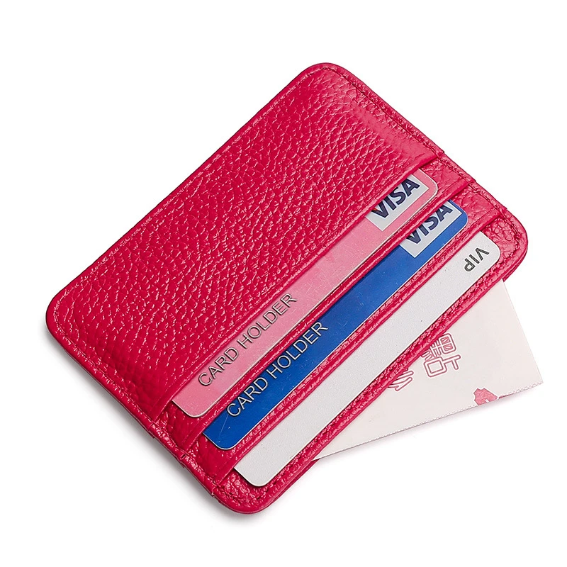 

Ultra-Thin Genuine Leather Bank Credit Card Holder Mini Wallet Coin Cash Organizer Pouch Women Men Portable Business Card Case