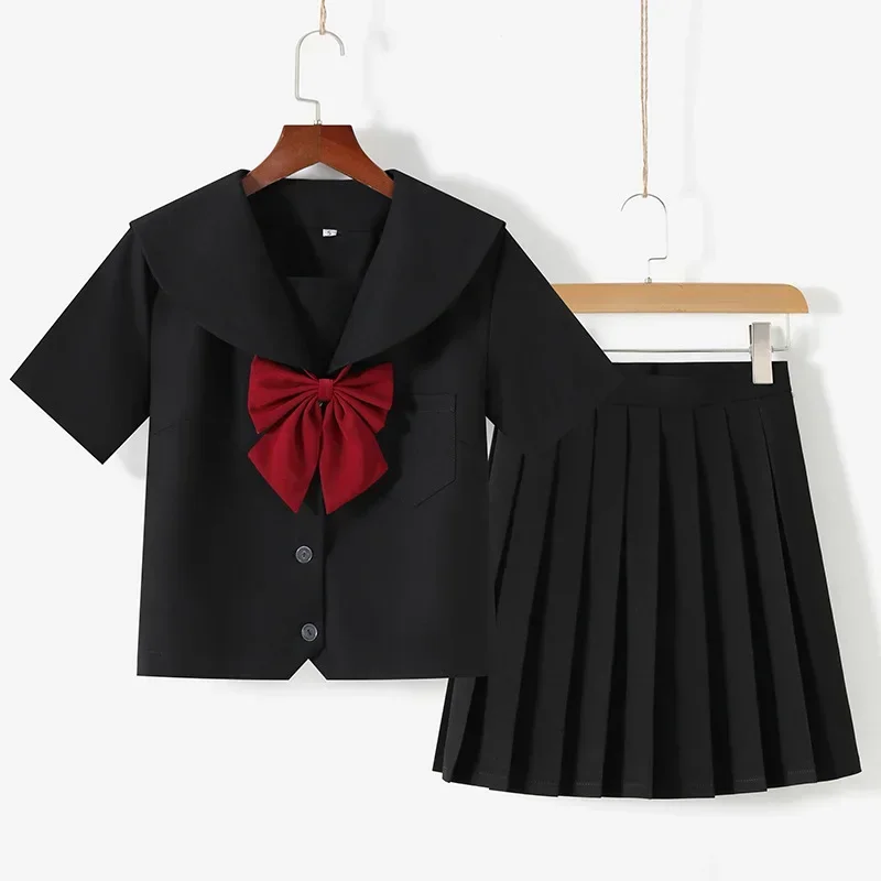 BLACK Orthodox College Style Japanese Korean Student School Uniform JK Uniform Girl Anime Cosplay Sailor Suit Class Top Skirts