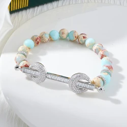 Beaded Bracelet for Women Colorful CZ Natural Stone Bangle Daily Wear Ceremony Engament Cocktail Party Jewelry Accessories