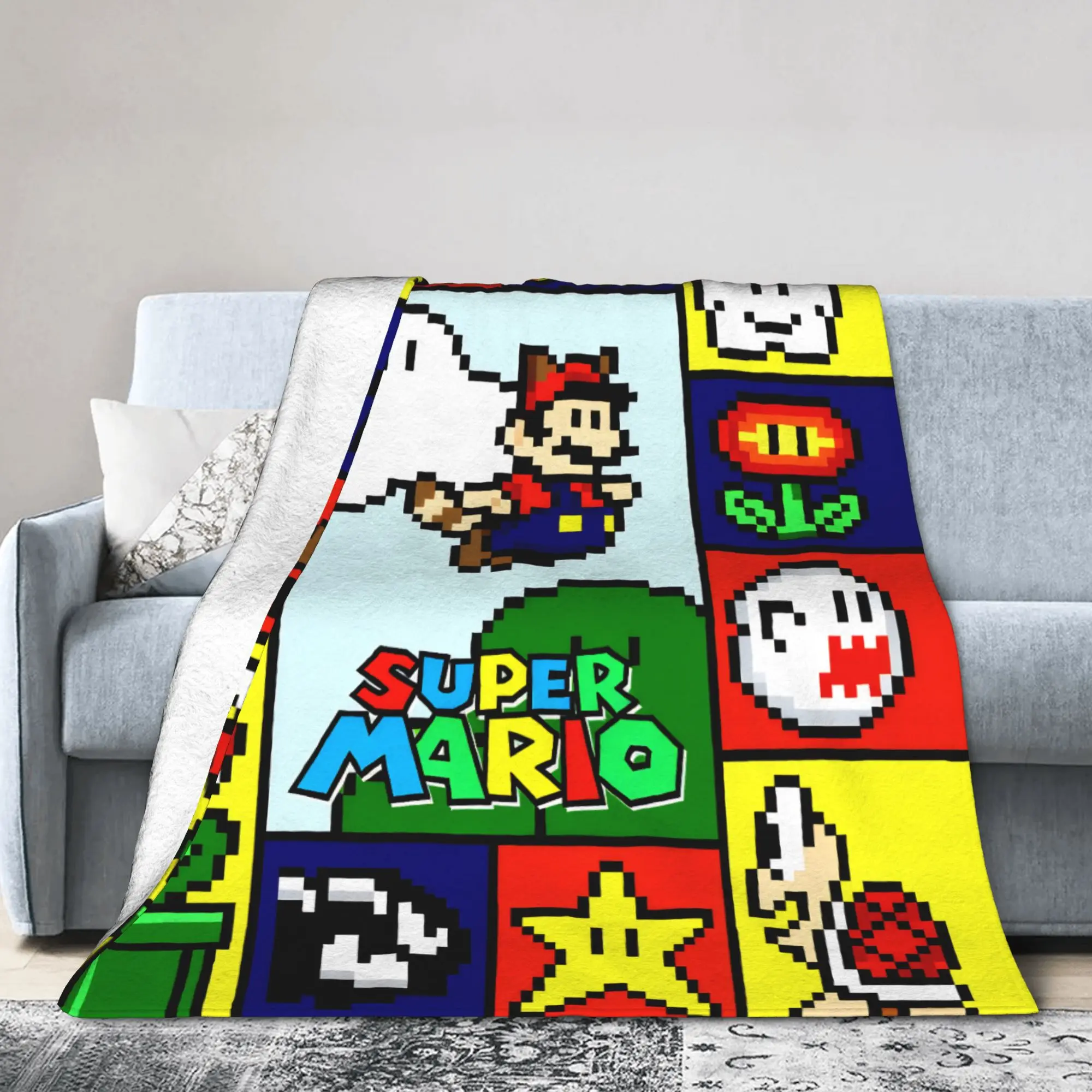 

Super Marios Cute Blankets Flannel Print Multi-function Super Warm Throw Blankets for Sofa Outdoor Plush Thin Quilt