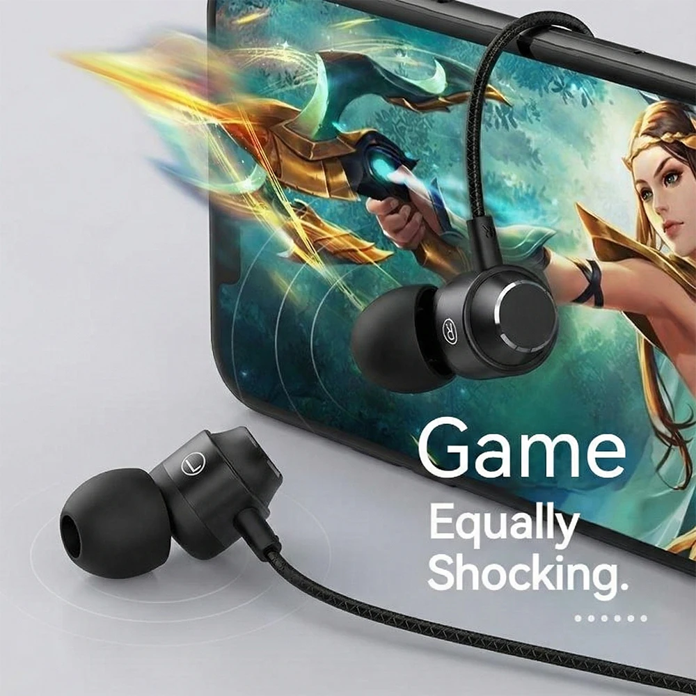 Auriculares para juegos por cable con Chip Digital tipo C, auriculares intrauditivos de graves pesados HIFI de 3,5mm para Samsung Galaxy iPhone 17 Xiaomi 17