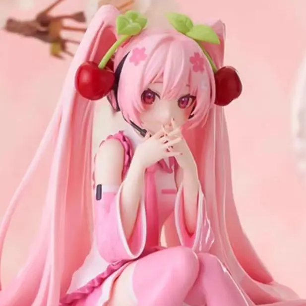 New Hatsune Miku Anime Figures Pink Dress PVC Model Action Toys Cherry Pink Cherry Blossom Decoration Collect Fans Gifts