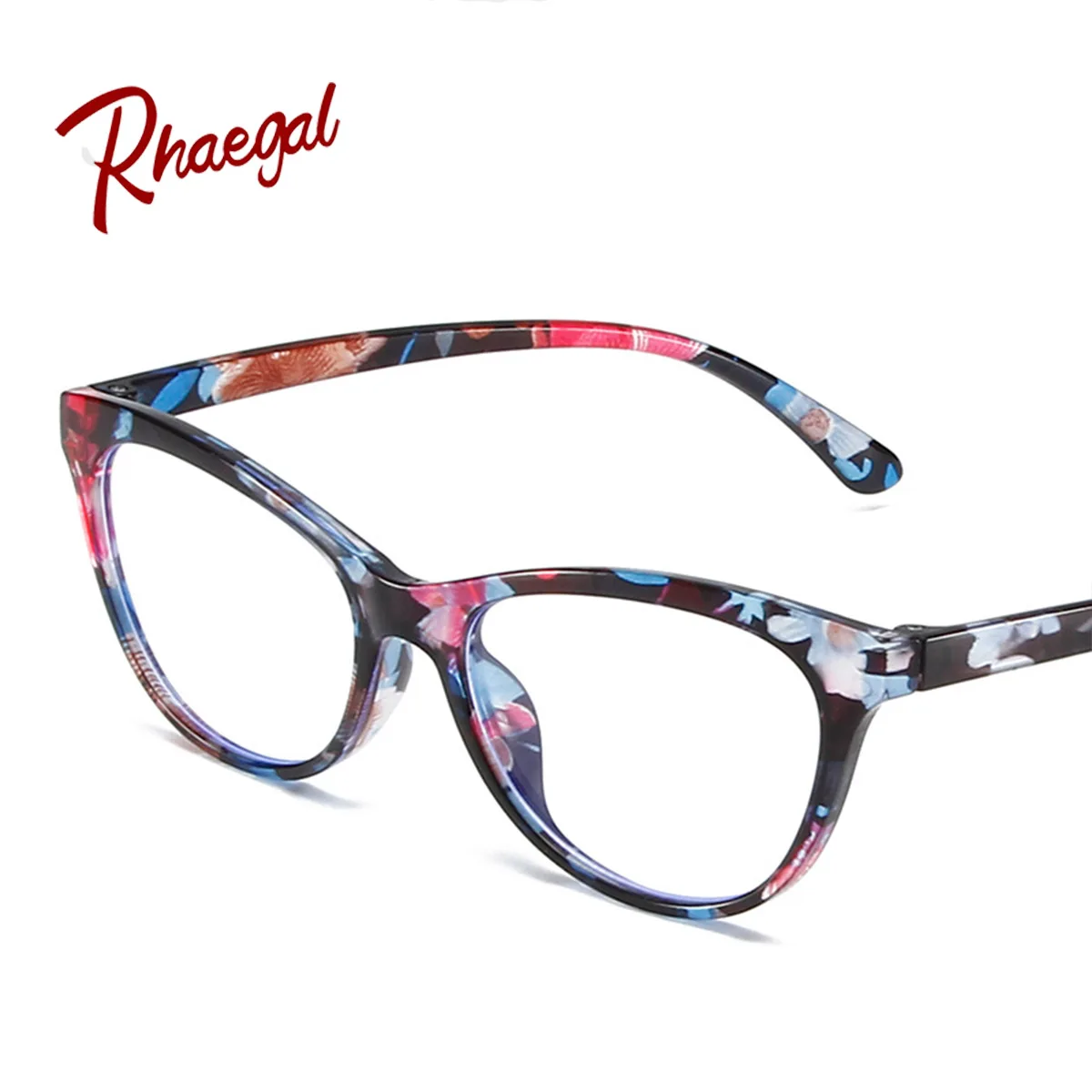 Rhaegal Vintage Stylish Floral Cat Eye Blue Light Blocking Glasses for Women Fashion Plano Lenses Clear Glasses for Eye Health